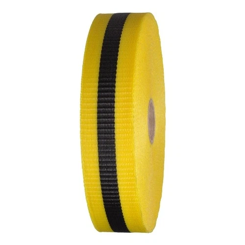 Woven Barricade Tape 2 x 150 ft Yellow with Black Stripe (48 Roll/Case) - Image 1 of 1
