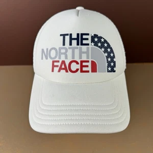 The North Face TNF Mesh USA White Red Blue Trucker Hat Snapback Stars - Picture 1 of 5
