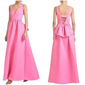 Sachin & Babi NWT Katrina Bow Back A-Line Gown Shocking Pink Size 10 Pockets - Picture 1 of 12