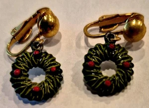 Pendientes colgantes corona de Navidad verde y rojo 1/2" - Imagen 1 de 1