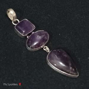 Großer 925 Sterling Silber Multi-Stein Amethyst Anhänger. Long & Very Smart 4510 - Bild 1 von 14