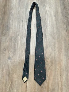 VINTAGE Christian Dior Men's Tie Black Red Polka Dot 100% Silk Made in USA - Picture 1 of 8