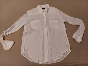 Womens Gap Linen Dress Shirt S Small White Button Blouse - Picture 1 of 7