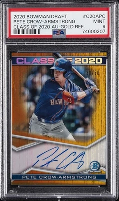 2020 BOWMAN DRAFT CLASS OF 2020 AUTOS PETE CROW-ARMSTRONG 30/50 PSA 9 AUTO - Image 1 of 2