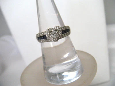 Anillo Platino Diamante y Zafiro Corazón talla 6.75 Foto 1 de 4