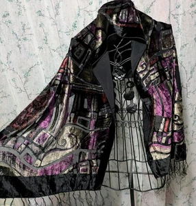 Vintage Schwarz Lila Samt Ausbrenner Seide Viskose Schal - Bild 1 von 3