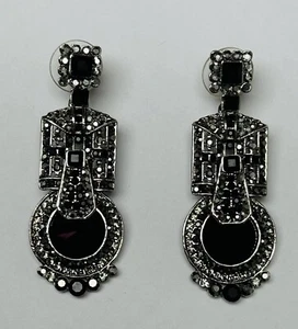 Butler and Wilson Black Crystal Art Deco Earrings Small NEW - Picture 1 of 1