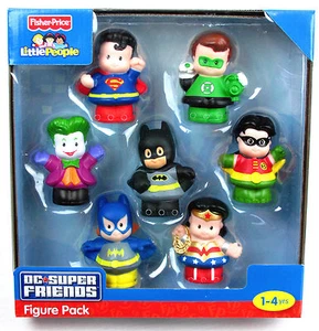 Fisher Price Little People DC Superfriends Figure Pack of (7) Batman Joker BNIB - Picture 1 of 3