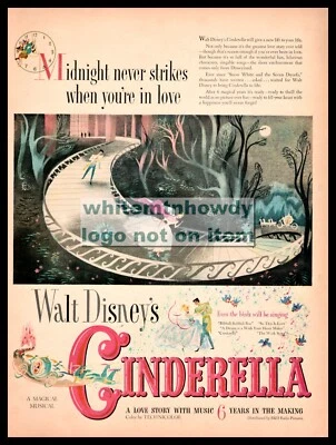 Anuncio impreso original de la película Cenicienta Wal Disney 1950 Foto 1 de 3