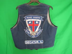 Road Riders For Jesus Motorcycle Mission Cross Wrangler Jean Vest Mens Size XXL - Picture 1 of 5