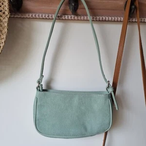PALE GREEN CORD COTTON ON SHOULDER BAG HANDBAG 90's y2k - Picture 1 of 1