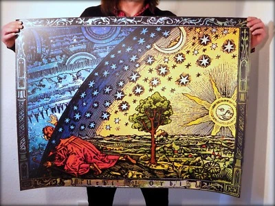  THE FLAMMARION ENGRAVING 1888 - Flat Earth Firmament Dome Psychedelic Art Print - Image 1 of 4