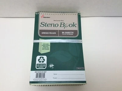 SKILCRAFT 100% Recycled Steno Books, 6x9 In, 80 Sheets/Pad 6/Pads, Free Shipping - Image 1 of 2