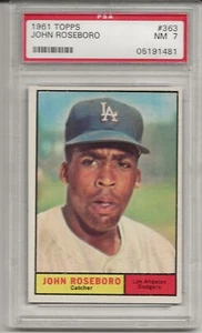 1961 TOPPS #363 JOHN ROSEBORO, PSA 7 NM, LOS ANGELES DODGERS, L@@K ! - Picture 1 of 1