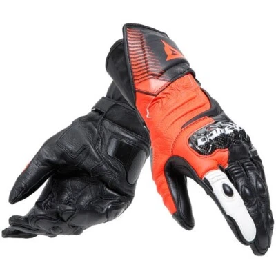 GUANTI MOTO GLOVES DAINESE CARBON 4 LONG SPORT RACING BLACK FLUO RED NERO  TG M - Immagine 1 di 4