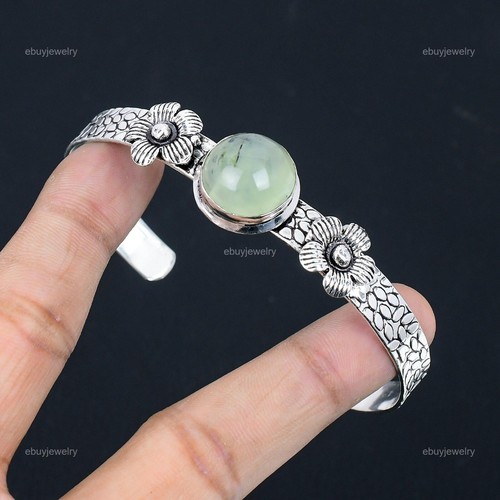 VALENTINO Regalo per donna bracciale fiore regolabile argento 925 muschio naturale prehnite