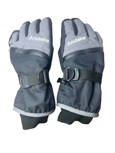 Andake Ski Gloves Zipper Top 100% Polyester Warm Gloves Black/Gray Size M/L - Picture 1 of 6