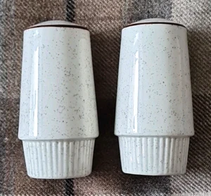 1970's Poole Pottery 🐬Compact Broadstone Pattern Salt & Pepper Pots / Shakers A - Foto 1 di 3