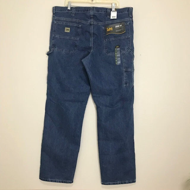 Lee Men's Dark Blue Straight Leg Loose Fit Cargo Carpenter Denim Jeans 2877931
