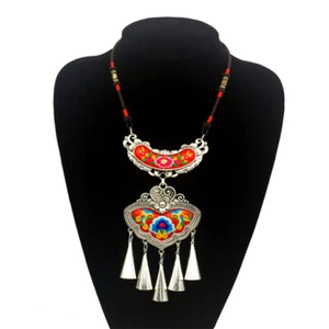 Retro Necklace Bohemian Jewelry Ethnic Charm Necklace Flower Pendant Necklace - Picture 1 of 12