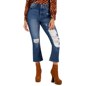 Celebrity Pink Juniors' Ripped Cropped Kick Flare Jeans B4HP - Picture 1 of 11