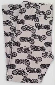 TC Lularoe Leggings Retro Bikes Motorcycle on Gray Size 12-18 NEW 514094 - Picture 1 of 3