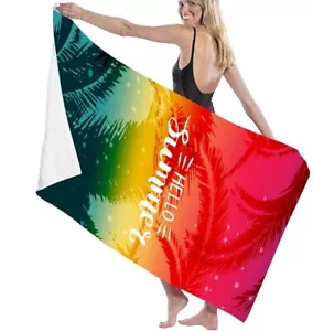 Hello Summer Microfiber Beach Pool Gym Yoga Bath Towel Quick Dry 55x27.5 - Picture 1 of 5