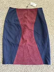 NWT Ava & Aiden Women Navy Plum Casual Skirt Size 2 Lined Knee Lenght Flawed - Picture 1 of 10