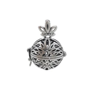 925 Sterling Silver Filigree Lotus Pearl Harmony Cage Locket Box Pendant A2621 - Foto 1 di 8