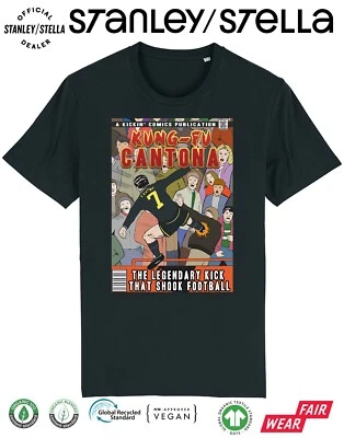 Mens Football T-Shirt Eric CANTONA Kung Fu Kick Comic Style Man Utd United King — 第 1/3 张图片