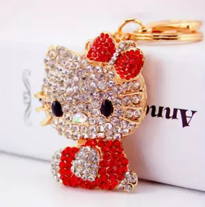 BAG CHARM-Sanrio Hello Kitty Rhinestone Keychain Red - Picture 1 of 1