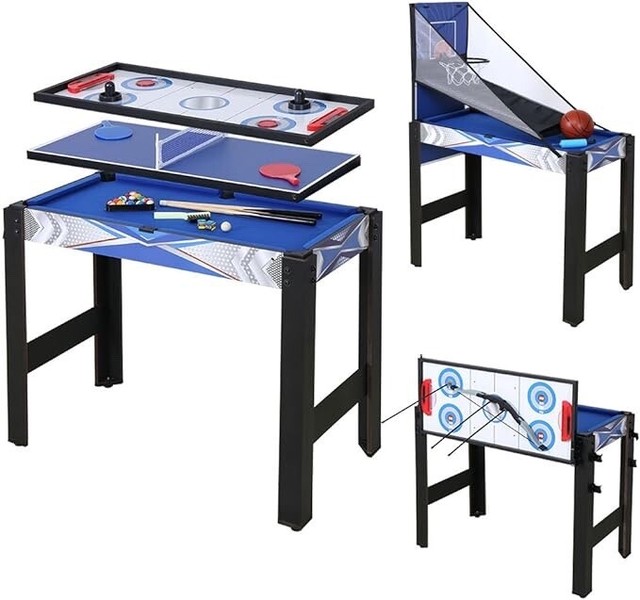 HOMCOM Mesa Multijuegos para Niños de +7 Años 6 en 1 Plegable Billar  Futbolín Ping-Pong 118x104x71 cm Multicolor