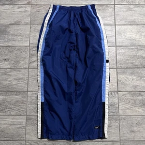 Vtg Nike Track Pants Lined Swoosh Blue Teen L (14/16) Fits Men’s S/M Y2K Baggy - Picture 1 of 8