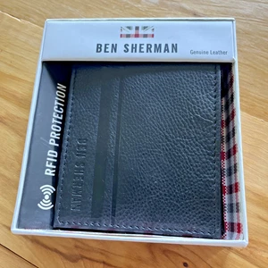 NUEVA Cartera Ben Sherman Archway Collection 5 Bolsillos, Cuero Negro - Imagen 1 de 6