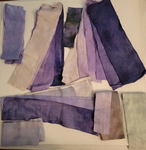 Purple 24 Pieces Dyed Wool 3 Swatches 14"x3" + Rug Hooking Applique Crafts. (N) - Picture 1 of 9