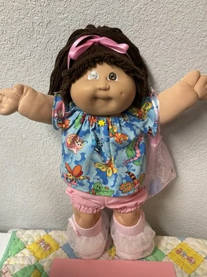 Vintage Cabbage Patch Kid Girl Brown Single Pony Hong Kong OK Factory 1984 HM#3 - Image 1 of 4