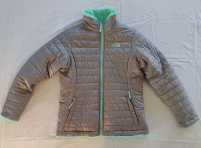 Chaqueta polar reversible The North Face XL para niñas Mossbud verde menta gris talla 18 Foto 1 de 4