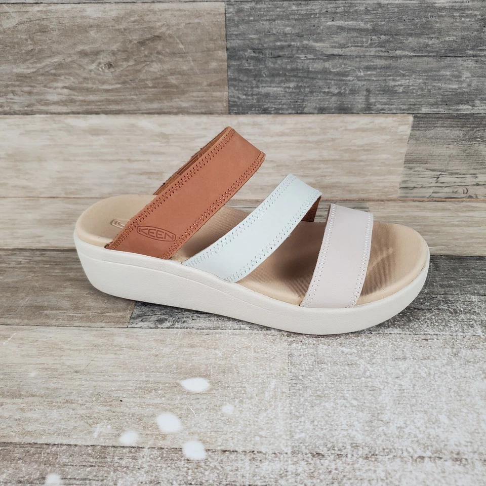 Sandalias de plataforma Keen Ellecity para mujer talla 7 cuero natural claro aguamarina deslizable Foto 1 de 4