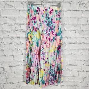 Kate Spade pleated floral painted skirt pants Sz 4 wide leg zip up A31C - Picture 1 of 3