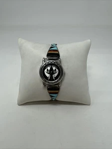 Vintage Kokopelli Zuni Sterling Silver W/ Turquoise & Onyx Women’s Watch (#k-11) - Picture 1 of 12
