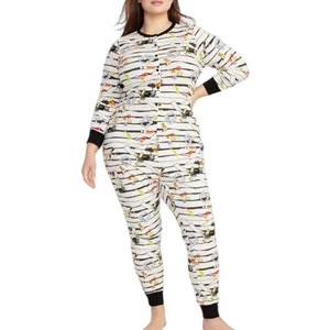 Old Navy Halloween Einteiler Pyjama Gr. Medium Knopfleiste Mumie Neuheit Druck Vamp - Bild 1 von 7