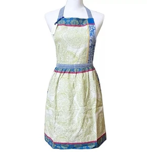 Anthropologie Nifty Kitchen Flower Apron Adult Green Cotton Jacquard NEW - Picture 1 of 6