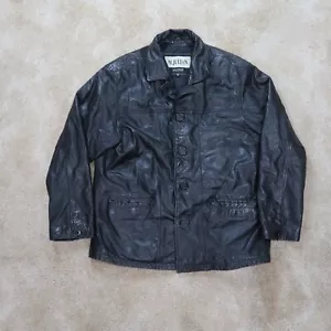 Wilsons M. Julian Leather Coat Jacket Men's Medium Black Leather Button Front - Picture 1 of 13