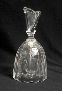 Artmark Lead Crystal Bell Harp Shaped Handle Lyre Floral Embossed Front Taiwan - Picture 1 of 5