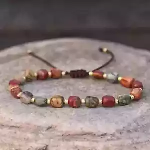 Genuine Picasso Red Creek Jasper Gemstone Beaded Healing Woman Handmade Bracelet - Picture 1 of 1