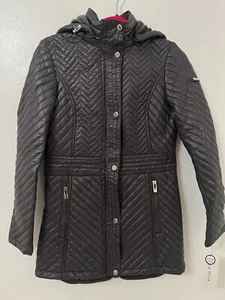 Via Spiga Damen Stepp Anorak Kapuze Full Zip Jacke in Stahl Gr. XS - Bild 1 von 6