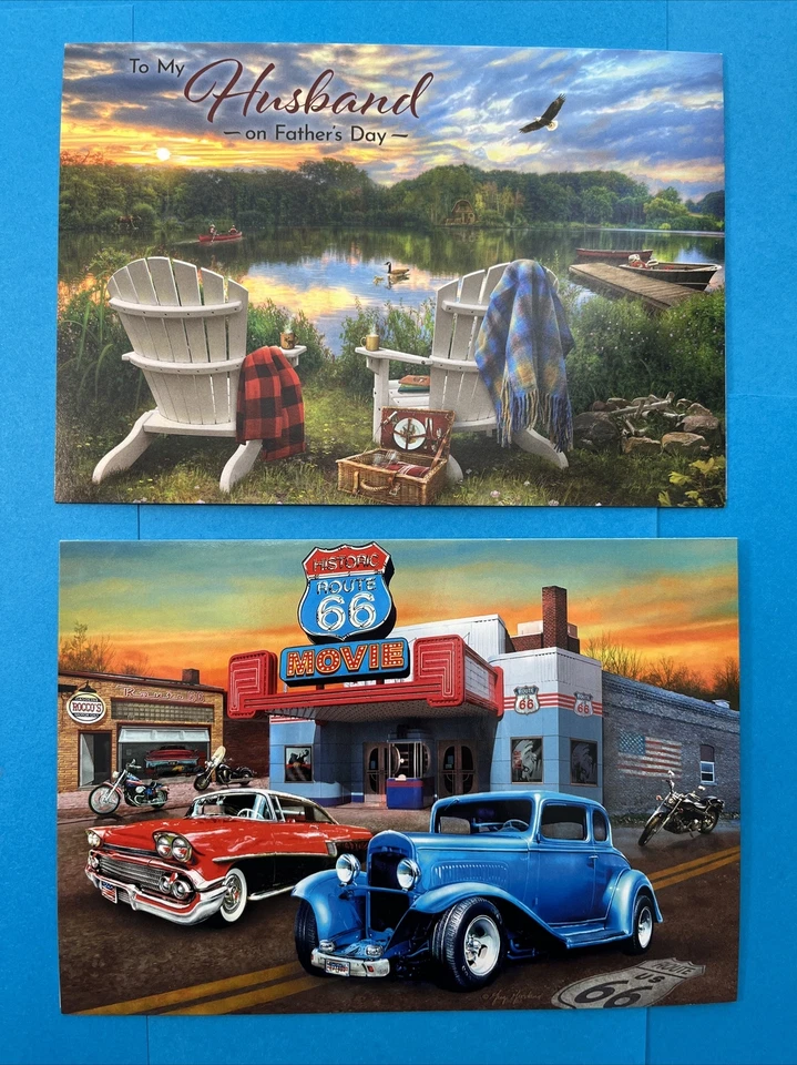 FATHERS Day Cards DAD, Husband any guy vintage vehicles Leanin Tree - Image 1 of 3