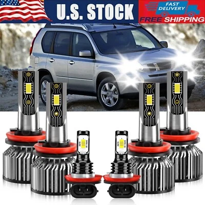For Nissan X-Trail 2016 LED Headlight Hi Lo Fog Light Bulb Combo Super Bright - Изображение 1 из 4