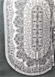 Windermere 74" x 104" Oval White Cotton Blend Lace Tablecloth Diningroom Wedding - Picture 1 of 5