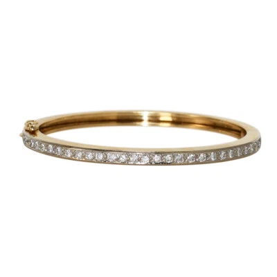 14K Yellow Gold Diamond Bangle Bracelet, 1.50tdw, 27.7g Foto 1 de 4